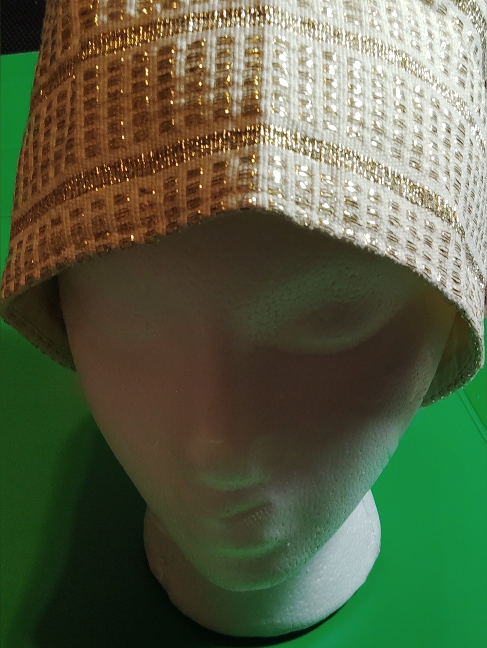 White and Gold Woven Bucket Hat - Women's Accessory